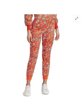 Alice + Olivia Bright Orange Floral Track Joggers